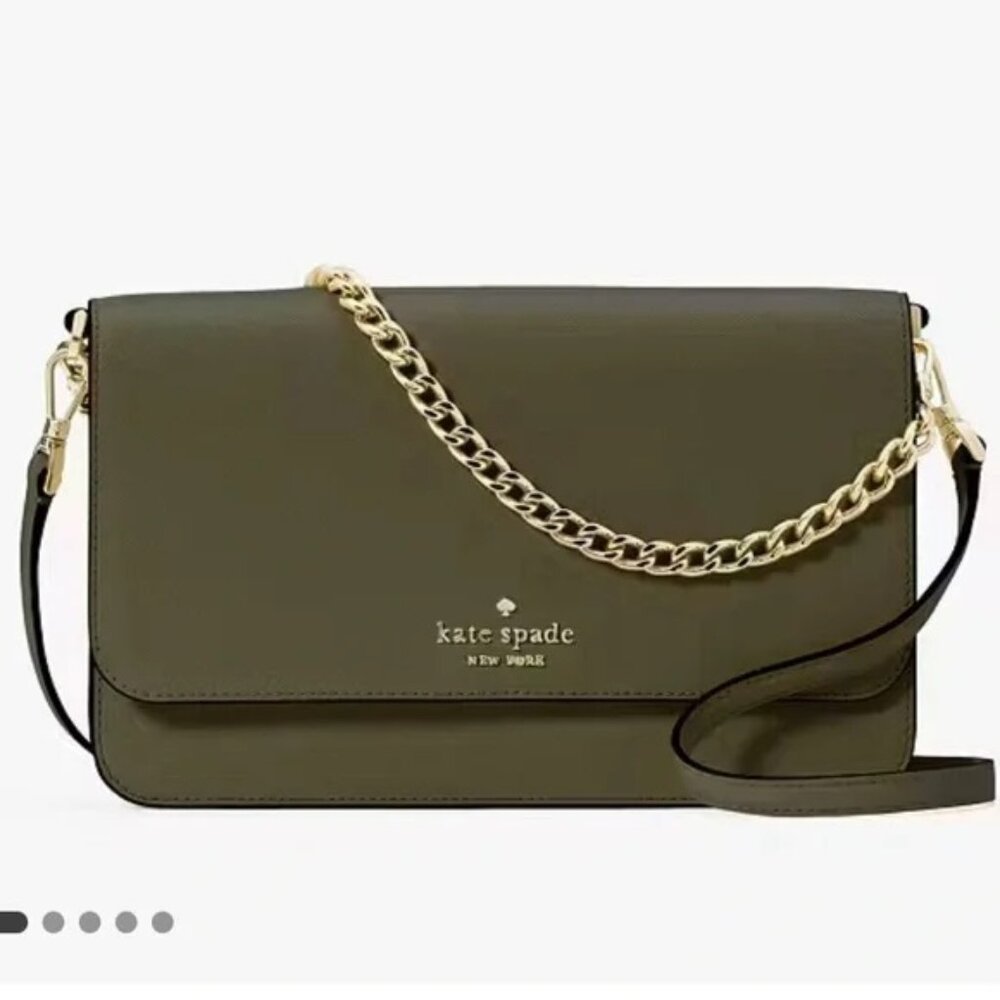 Kate Spade Madison Willow Flap Convertible Crossbody Green Chain Purse